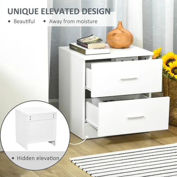 Buy Bedside Table with 2 Drawers, Modern Nightstand, Cabinet Drawers Side Storage Unit for Bedroom, Living Room, 6 image