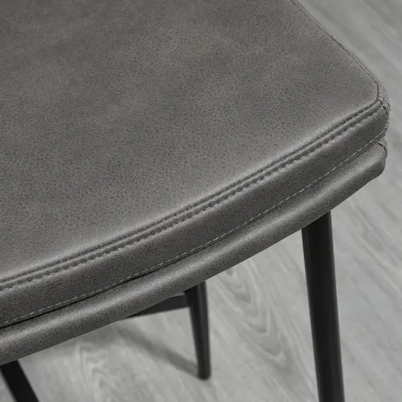 Buy Breakfast Bar Stools Set of 2, Microfibre Upholstered Barstools, Industrial Bar Chairs with Curved Seat and Steel Frame for Dining Room, Kitchen, Grey, 8 image