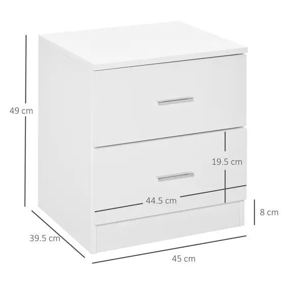 Buy Bedside Table with 2 Drawers, Modern Nightstand, Cabinet Drawers Side Storage Unit for Bedroom, Living Room, 3 image