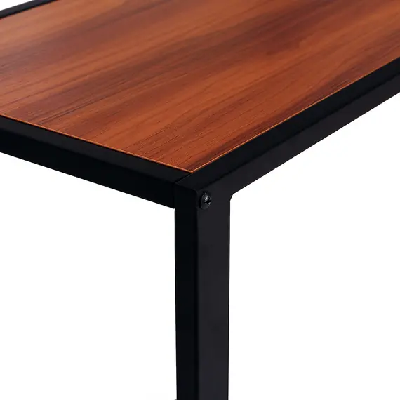 Buy C-Shaped Side Table, Sofa End Table with Metal Frame, Accent Couch Table for Living room, Bedroom, Walnut and Black, 8 image