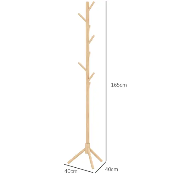Buy Eight-Hook Wooden Coat Rack - Natural, 3 image