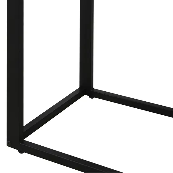 Buy C-Shaped Side Table, Sofa End Table with Metal Frame, Accent Couch Table for Living room, Bedroom, Set of 2, Brown and Black, 7 image
