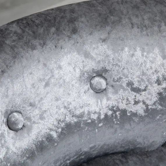 Buy Dressing Table Stool with Rubber Wood Legs, Ice Velvet Vanity Stool for Living Room Bedroom, Grey, 9 image