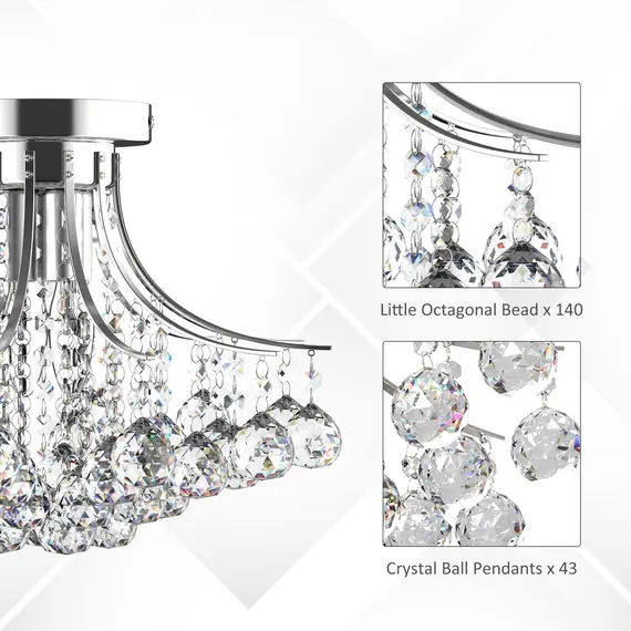 Buy Crystal Chandeliers, K9 Droplets Ceiling Light with 3 E14 Bulb Base, Pendant Lights for Living Room, Bedroom, Dining Room, Hallway, Kitchen, 6 image