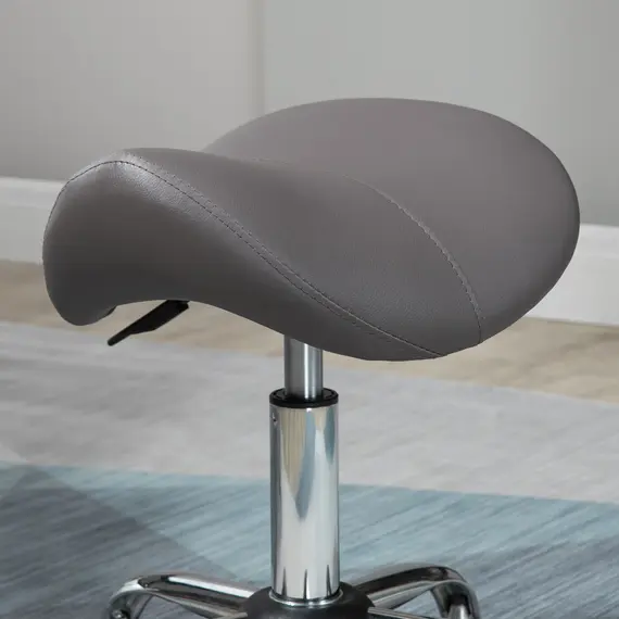 Buy Cosmetic Stool 360° Rotate Height Adjustable Salon Massage Spa Chair Hydraulic Rolling Faux Leather Saddle Stool, Grey, 9 image