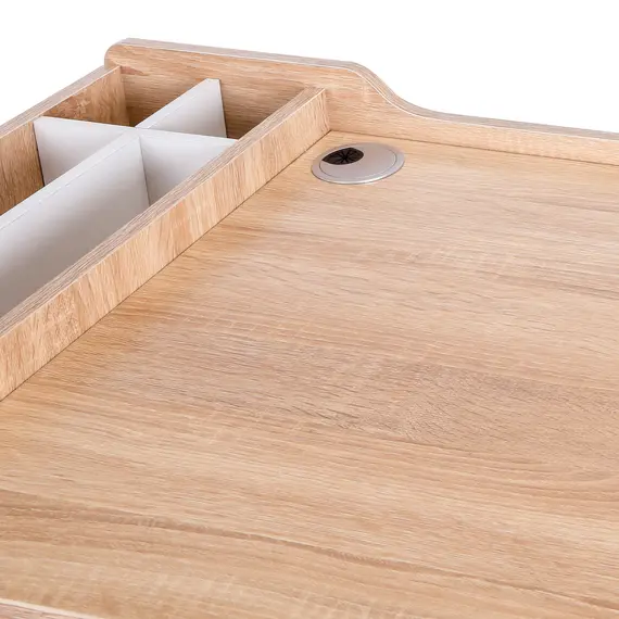 Buy Computer Desk, Writing Desk, Study Workstation with Drawer, Storage Compartments, Cable Management, Laptop Table, Metal Frame, 100 x 55 x 81.5cm, Oak and White, 8 image