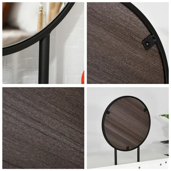 Buy Dressing Table with Mirror and Stool, Vanity Makeup Desk Set with 2 Drawers, Cushioned Stool and Make-up Organizer for Bedroom and Dressing Room, White, 8 image