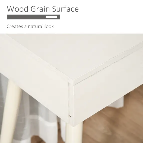 Buy Dressing Table with Mirror and Stool, Vanity Makeup Desk Set with 2 Drawers, Cushioned Stool and Make-up Organizer for Bedroom and Dressing Room, White, 6 image