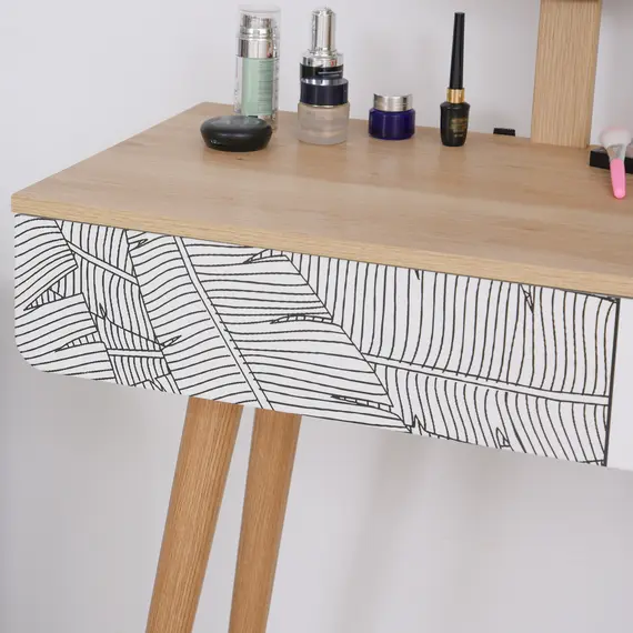 Buy Dressing Table with Drawer and Mirror height adjustable Wooden Oak Color  Bedroom Dressing Room Elegant and Durable, 9 image