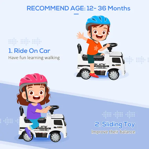 Buy Compatible Kids Ride On Car Truck Mercedes Benz Licensed Toddler Foot To Floor Slider w/Under Seat Storage for 12 - 36 Months White, 6 image