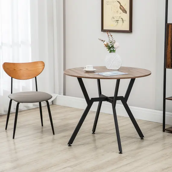 Buy Dining Room Table with Black Legs Anti-slip Foot Pads for Living Room Dining Room 90 x 76 cm Brown, 2 image