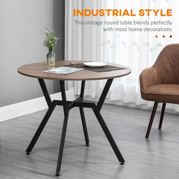 Buy Dining Room Table with Black Legs Anti-slip Foot Pads for Living Room Dining Room 90 x 76 cm Brown, 4 image
