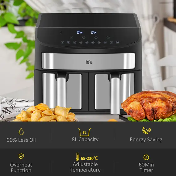 Buy Dual Zone Air Fryer, 10-in-1 8L with Sync Cook & Sync Finish, 60-Minute Timer for Oil Free & Low Fat Cooking, 2400W, 7 image