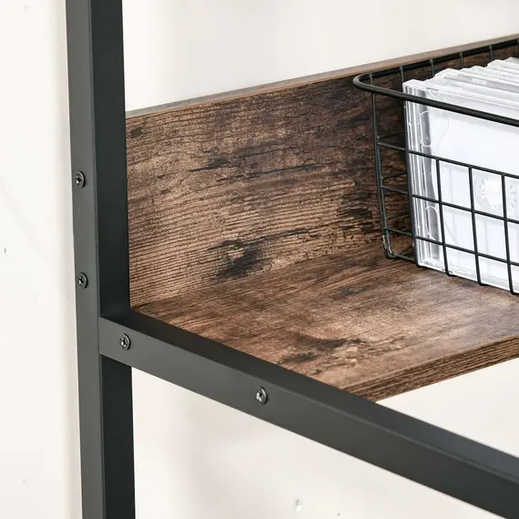 Buy Computer Desk with Storage Shelf, 120 x 60cm Home Office Desk with Metal Frame, Study Table, Easy Assembly, Rustic Brown, 9 image