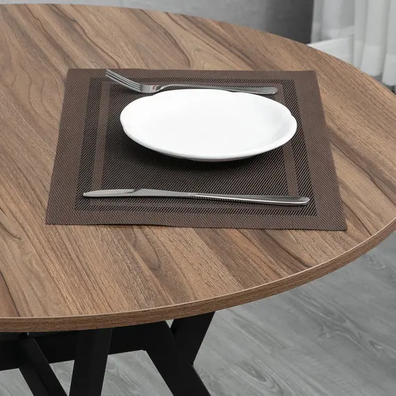 Buy Dining Room Table with Black Legs Anti-slip Foot Pads for Living Room Dining Room 90 x 76 cm Brown, 8 image