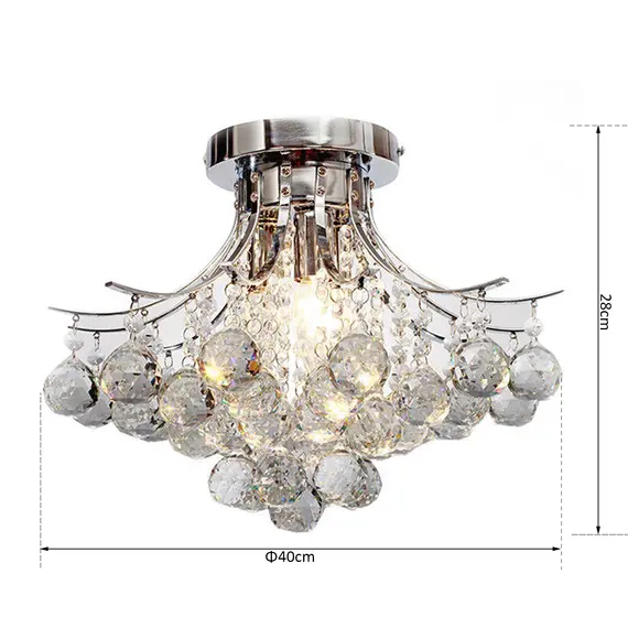 Buy Crystal Chandeliers, K9 Droplets Ceiling Light with 3 E14 Bulb Base, Pendant Lights for Living Room, Bedroom, Dining Room, Hallway, Kitchen, 3 image