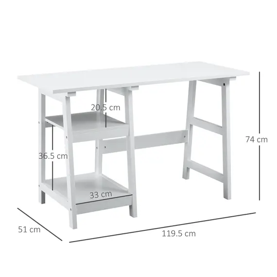 Buy Compact Computer Desk with Storage Shelves, Study Table with Bookshelf, PC Table Workstation for Home Office, Study, Easy Assembly, 120 x 51cm, White, 3 image