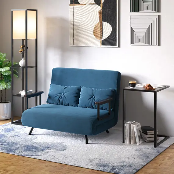 Buy C-Shaped Side Table, Sofa End Table with Metal Frame, Accent Couch Table for Living room, Bedroom, Brown and Black, 9 image