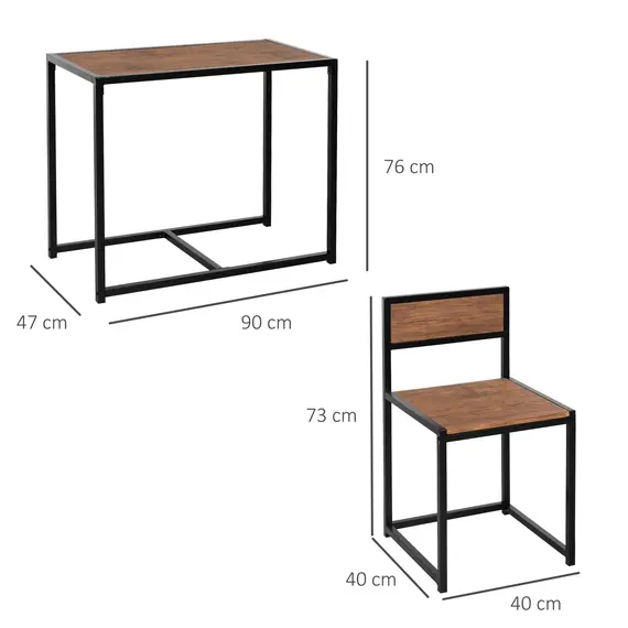 Buy Dining Table and Chairs Set 2, Dining Room Sets, Rectangular Space Saving Table and 2 Chairs for Compact Kitchens, Steel Frame, Natural, 3 image