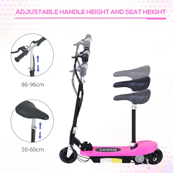 Buy Foldable Electric Scooter Ride on for Kids 12V 120W W/Brake Kickstand-Pink, Colour: Pink, 4 image