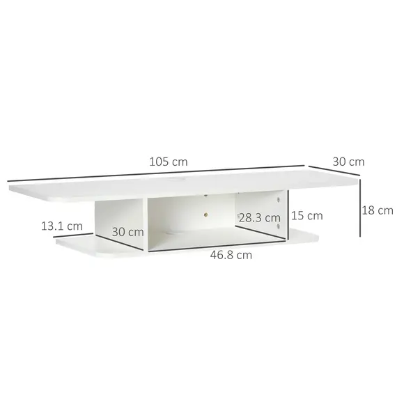 Buy Floating TV Unit Stand for TVs up to 40", Wall Mounted Media Console with Storage Shelf, Entertainment Center, White, Colour: White, 3 image
