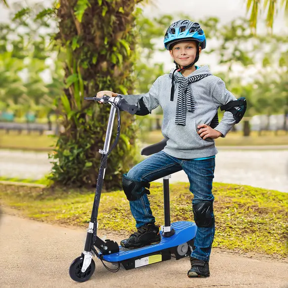 Buy Foldable Electric Scooter for Kids 12V 120W W/Brake Kickstand -Blue, Colour: Blue, 2 image