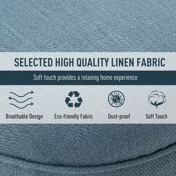 Buy Fabric Single Sofa Dining Chair Tub Chair Upholstered W/ Pillow Solid Wood Leg Home Living Room Furniture Blue, 5 image