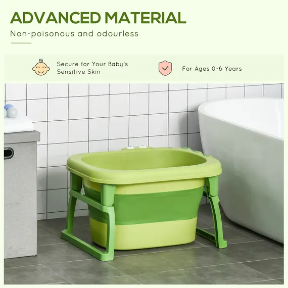 Buy Foldable Baby Bathtub, with Stool - Green, 4 image