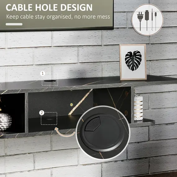 Buy Floating TV Unit Stand for TVs up to 40", Wall Mounted Media Console with Storage Shelf, Entertainment Center, Black, Colour: Black, 4 image