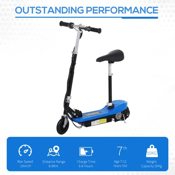 Buy Foldable Electric Scooter for Kids 12V 120W W/Brake Kickstand -Blue, Colour: Blue, 4 image