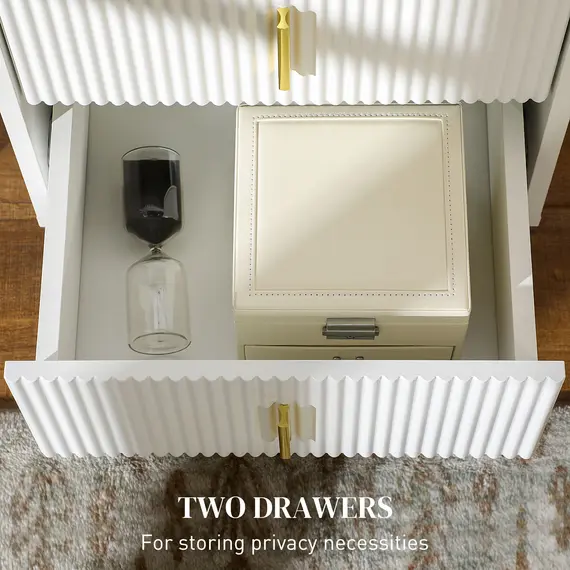 Buy Elegant Chest of Two Drawers - White/Gold-Tone, 5 image