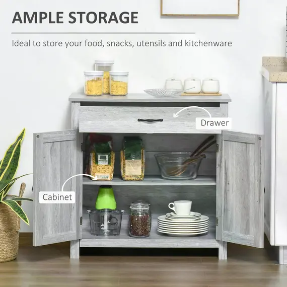 Buy Farmhouse Barn Door Sideboard Storage Cabinet Coffee Bar for LIVING Room - Grey Grain, 7 image