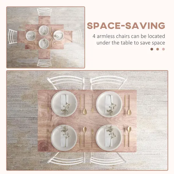 Buy Five-Piece Compact Dining Table and Chairs Set - Brown/White, 5 image