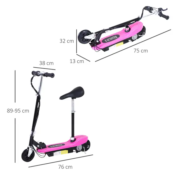 Buy Foldable Electric Scooter Ride on for Kids 12V 120W W/Brake Kickstand-Pink, Colour: Pink, 3 image