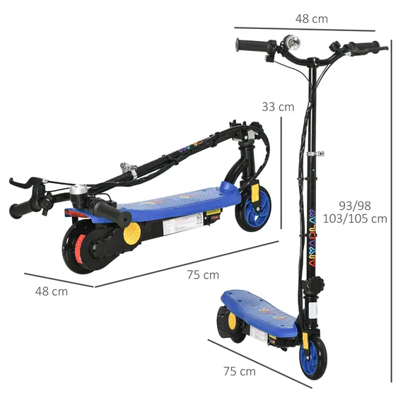 Buy Foldable Electric Scooter, with LED Headlight, for Ages 7-14 Years - Blue, 3 image