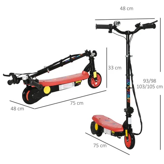 Buy Foldable Electric Scooter, with LED Headlight, for Ages 7-14 Years - Red, 3 image