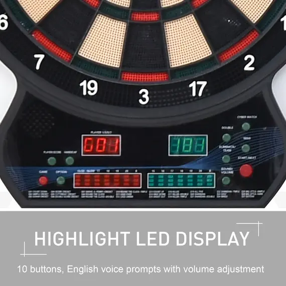 Buy Electronic Hanging Dartboard LED Digital Score Set 27 Games and 202 Variations with 12 Soft Tip Darts, 6 image
