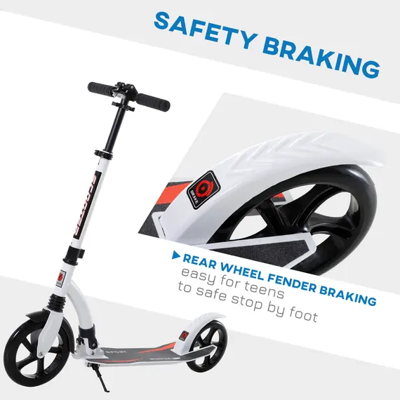 Buy Foldable Kick Scooter with Double Shock Absorption and Big Wheels, Height Adjustable Aluminium Frame Big Wheel Scooter for 14+ Teens Adult - White, 6 image