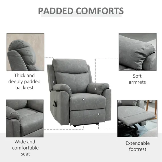 Buy Faux Leather 70° Electric Riser Recliner Chair - Grey, 6 image