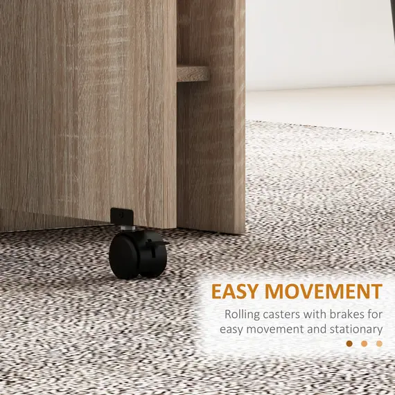 Buy Folding Dining Table, Drop Leaf Table for Small Spaces with 2-tier Shelves, Small Kitchen Table with Rolling Casters, Natural, 6 image