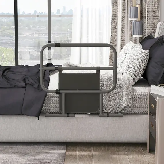 Buy Folding Bed Rail for Elderly Adults, Bed Assist Rail with Storage Pocket for Disabled, Pregnant, Black, 7 image