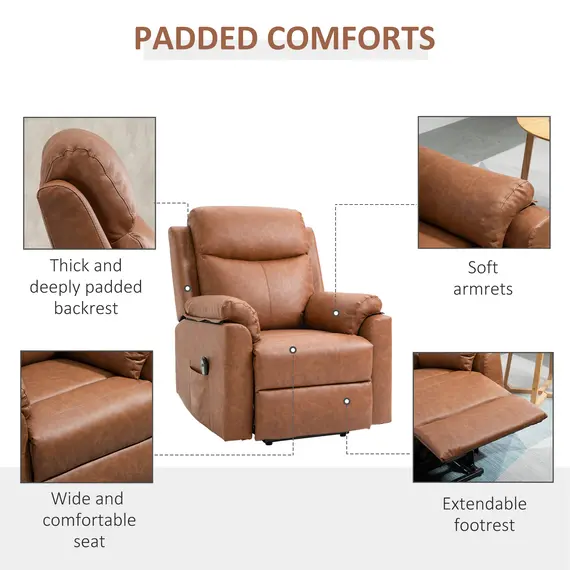 Buy Faux Leather 70° Electric Riser Recliner Chair - Brown, 6 image
