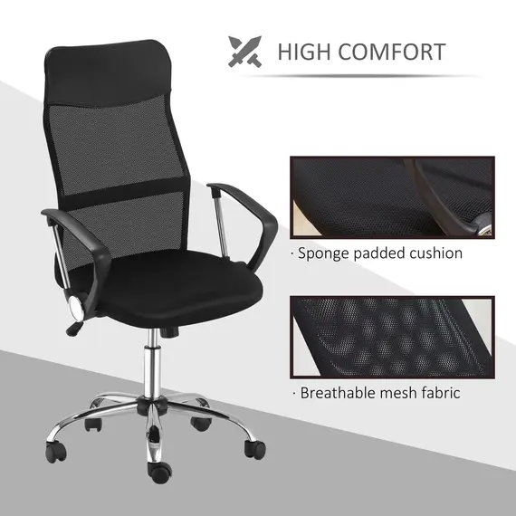 Buy Ergonomic Office Chair Mesh Chair with Adjustable Height Tilt Function Black, 7 image
