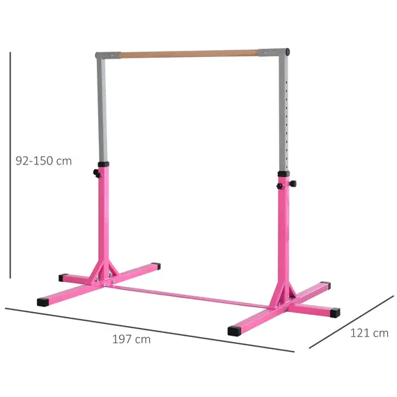 Buy Height Adjustable Gymnastics Horizontal Bar for Kids, Children Junior Kip High Bar Fitness, Pink, 3 image