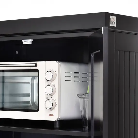 Buy Freestanding Multi-Storage Kitchen Cabinet - Black, 9 image