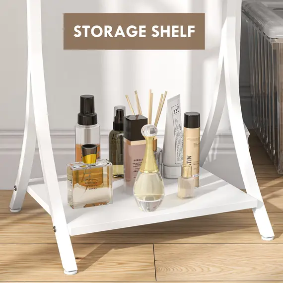 Buy Free Standing Dressing Mirror with LED Lights, Full Length Mirror with 3 Temperature Colours and Storage Shelf, 7 image