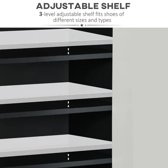 Buy High Gloss Shoe Cabinet with White Doors and Open Shelves, 5 image