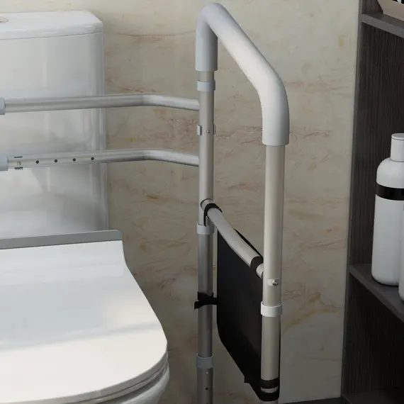 Buy Free Standing Toilet Frame, Height and Width Adjustable Toilet Safety Frame with Arms, 2 Additional Suction Cups, Handrail Grab Bar, 8 image