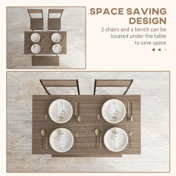 Buy Four-Piece Dining Set, With Table, Chairs and Bench, 5 image
