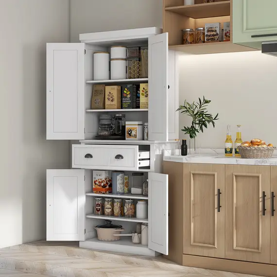 Buy Freestanding Multi-Storage Kitchen Cabinet - White, 2 image